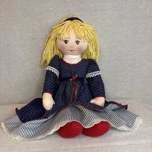 Vintage‎ Shoebox Dolls Hannah Blue Dress Cloth Doll Merry Andrew Toys 1990 15"